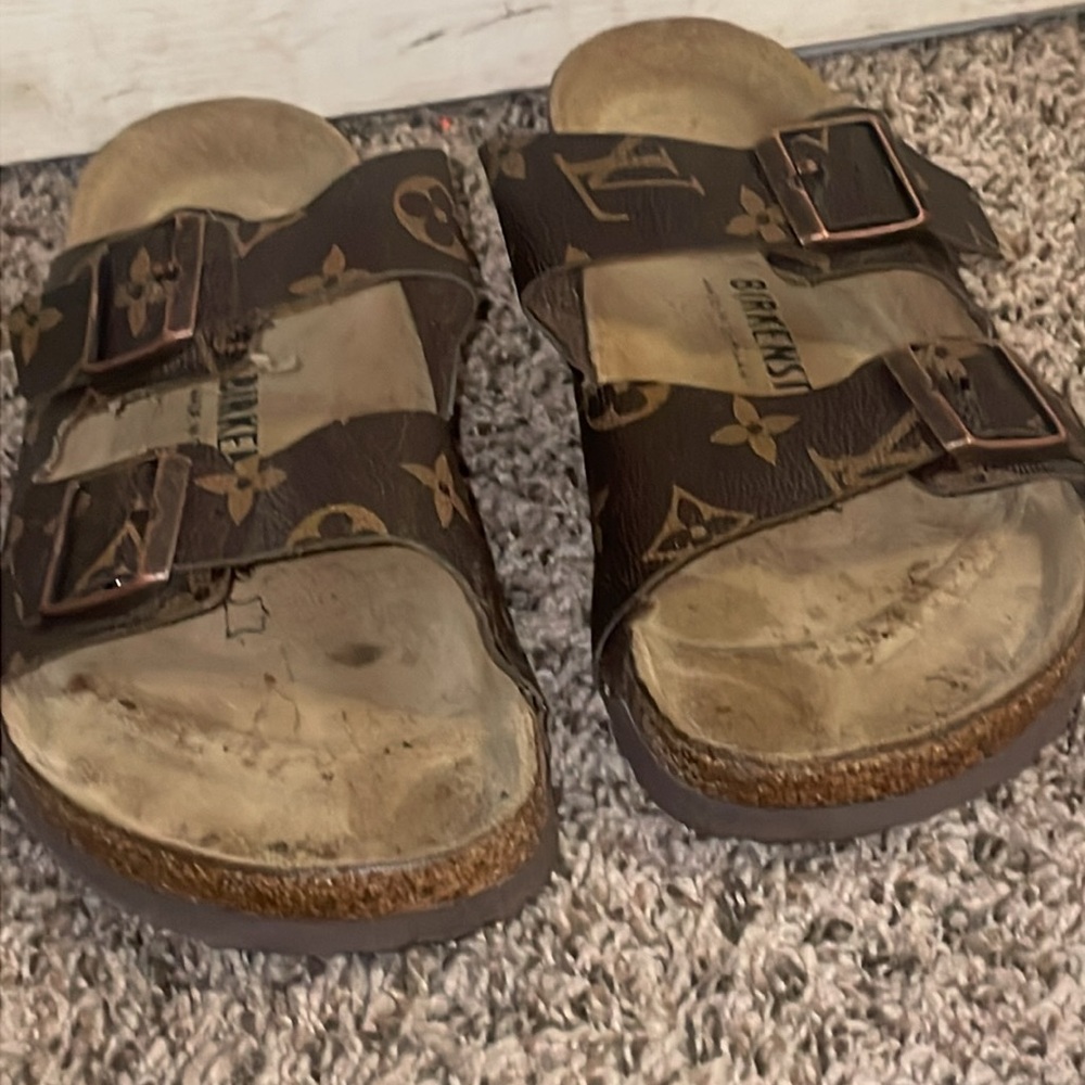 Birkenstock Louis Vuitton Brown Monogram Sandals with Buckles barely worn